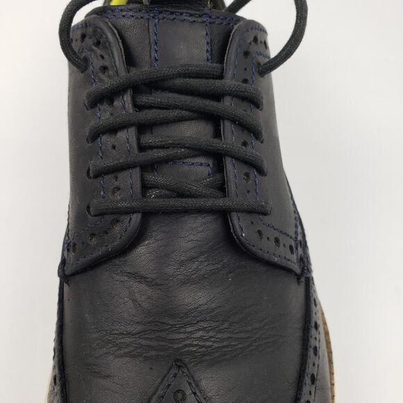 Cole Haan Grand OS Mens Size 8.5 Dk Navy Blue Leather Dress Wingtip Oxford Shoes